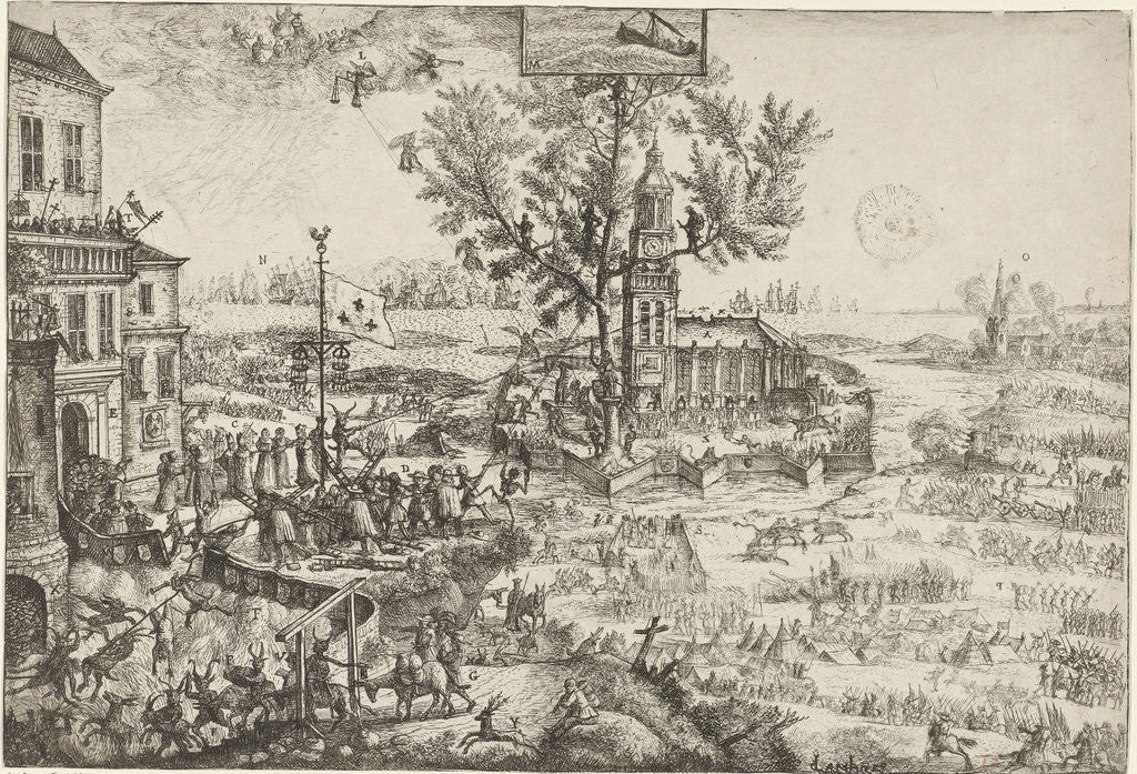 Detail of Attack on the fortress of Orange and the Church of God by Jacob de L'Ambre