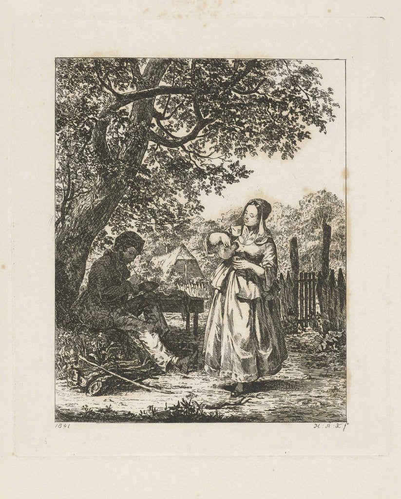 Detail of Man and woman for a farmhouse by Hendrik Abraham Klinkhamer