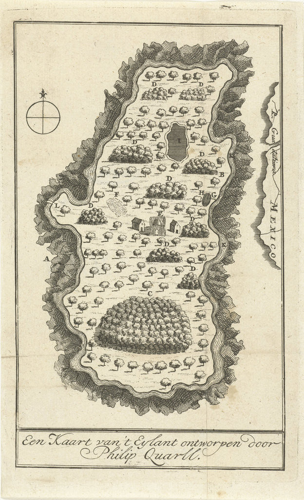 Detail of Map of the island Hermit Philip Quarll by Jan Daniel Beman