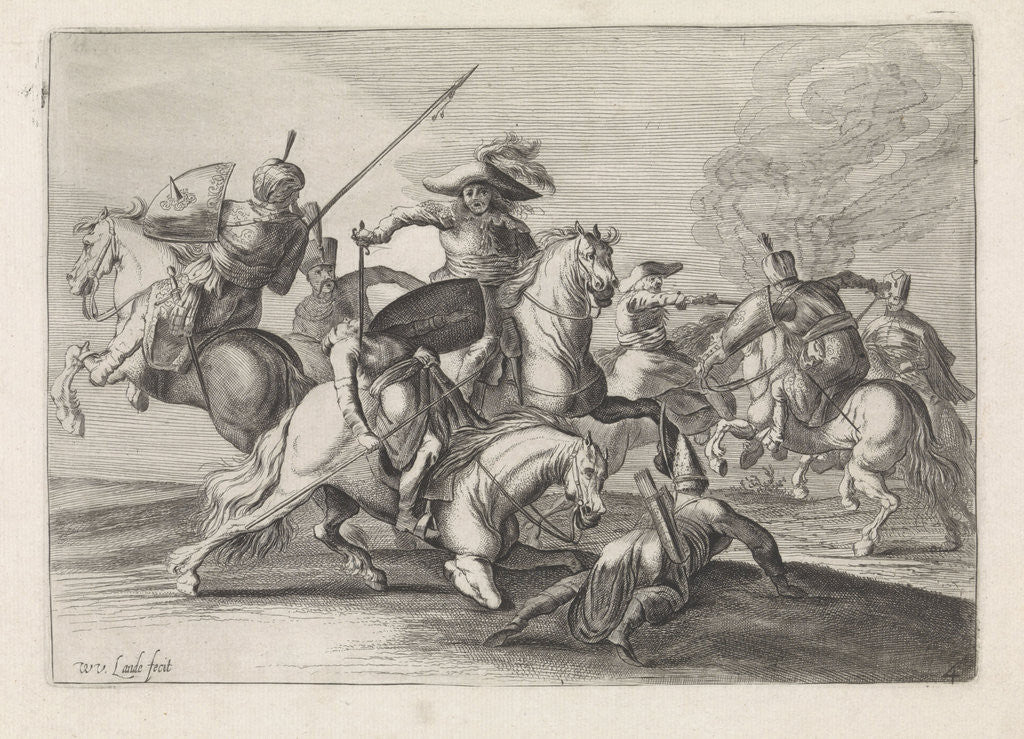 Detail of Battlefield Scene with Turks by Willem van de Lande