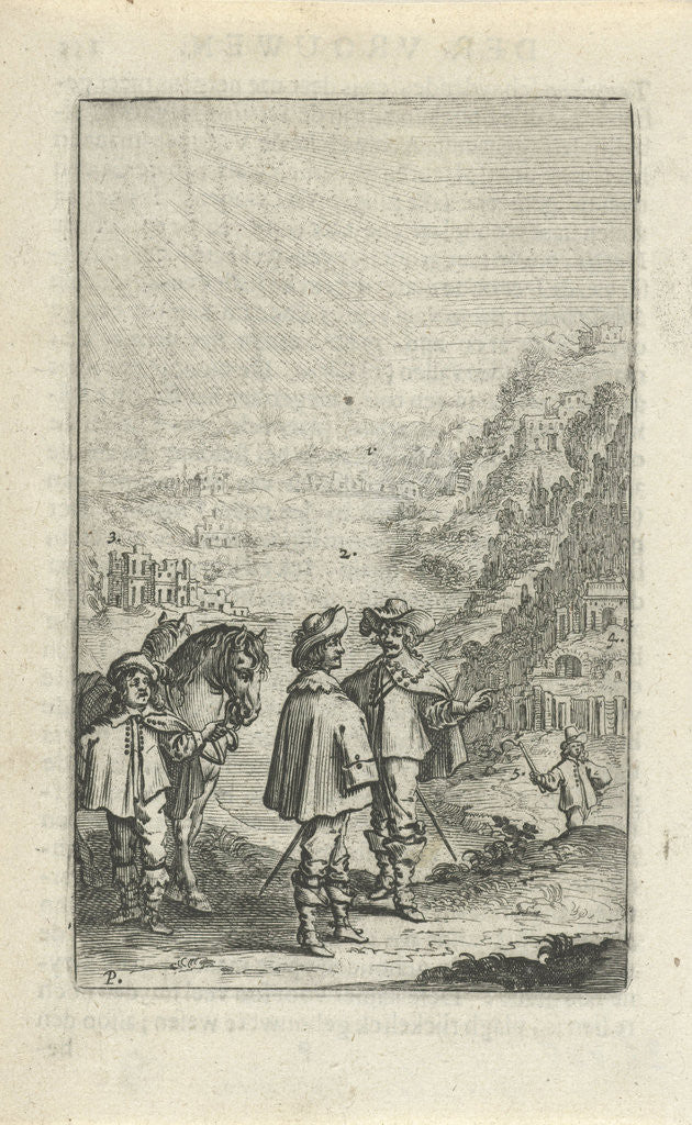 Detail of Riders in a mountain landscape by Paulus Lesire