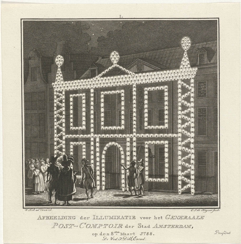 Detail of Illumination of the post office in Amsterdam by Jan Dóll