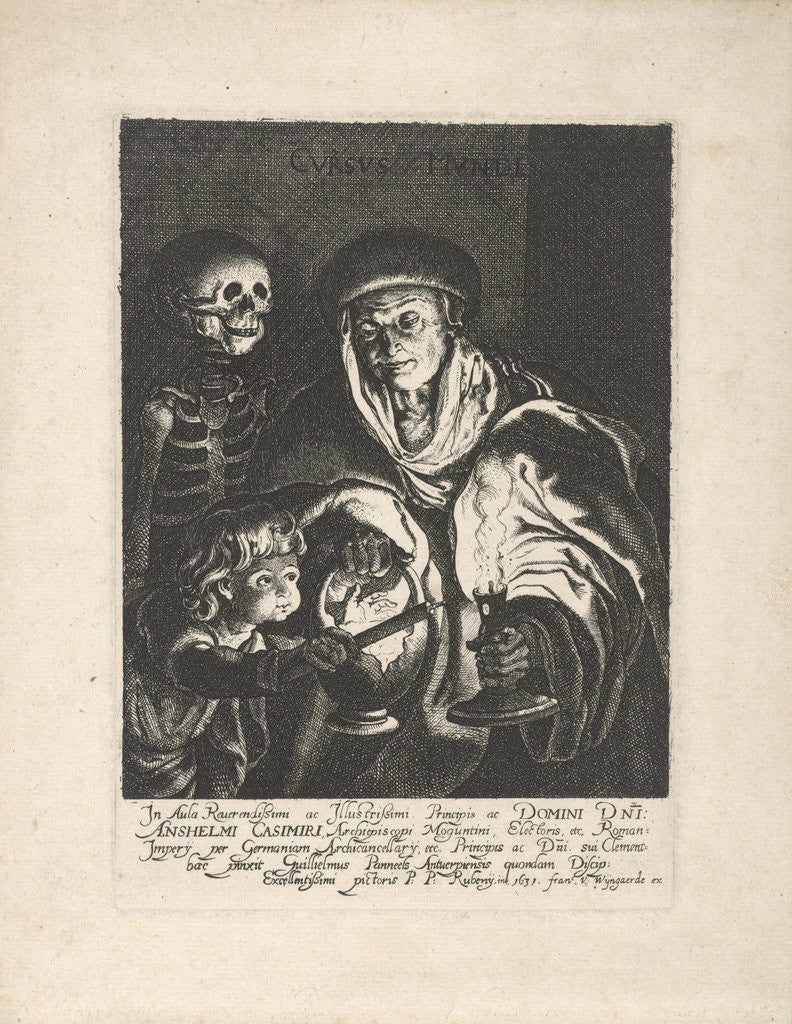 Detail of Old woman and child by candlelight by Frans van den Wijngaerde