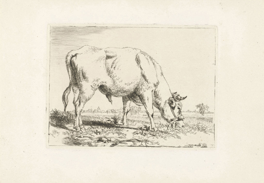 Detail of Grazing bull by Pieter Gerardus van Os