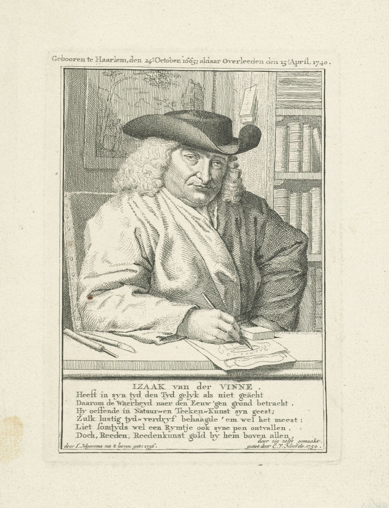 Detail of Portrait of Isaac Vincentszoon. van der Vinne by Cornelis van Noorde