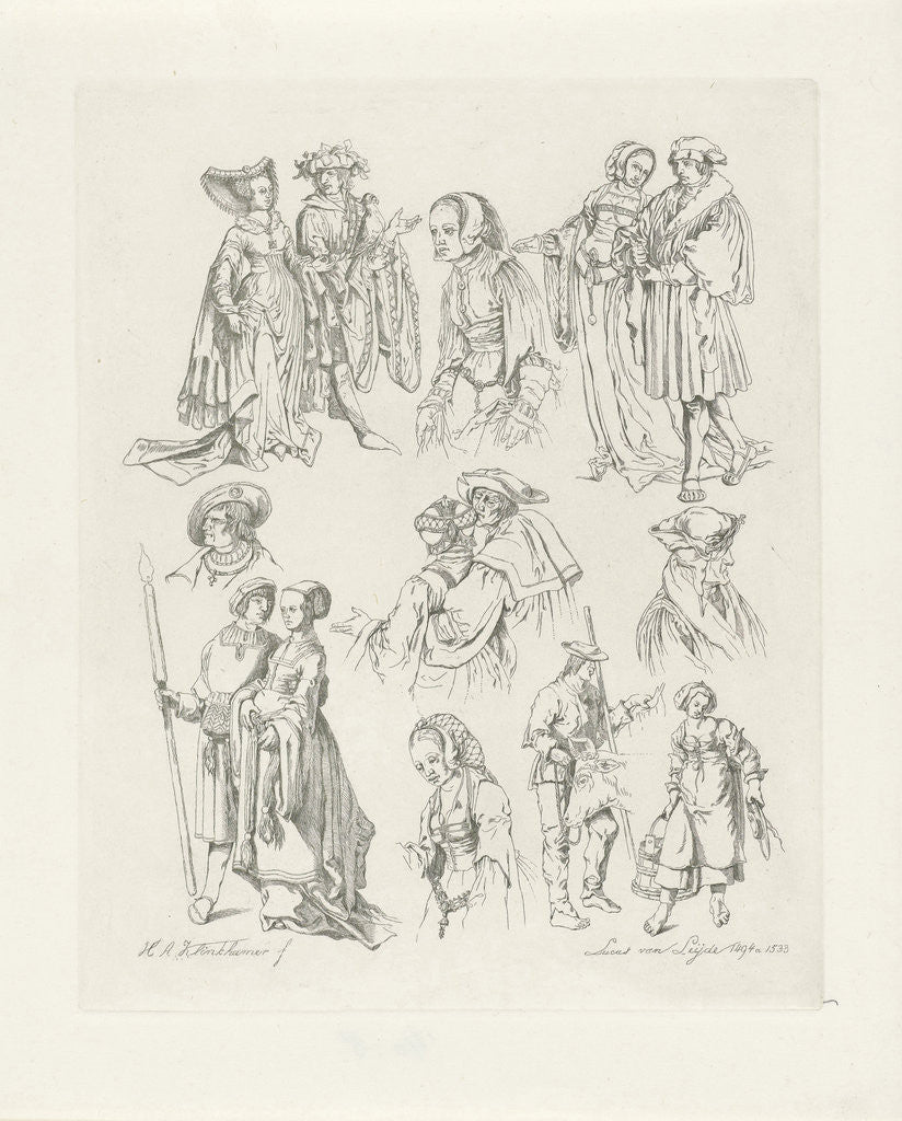 Detail of Study Sheet with five pairs by Hendrik Abraham Klinkhamer