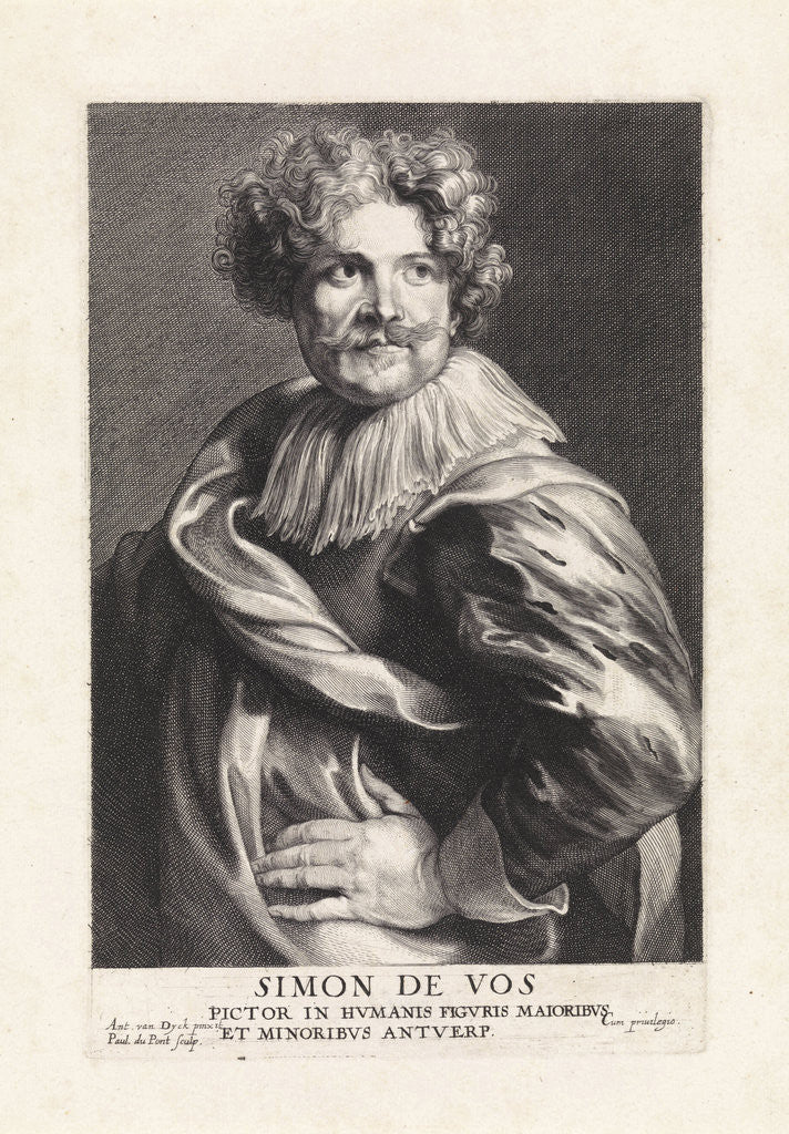 Detail of Portrait of the painter Simon de Vos by Paulus Pontius