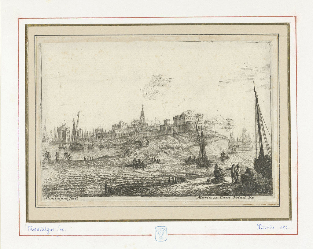 Detail of Town on peninsula by Jean Morin