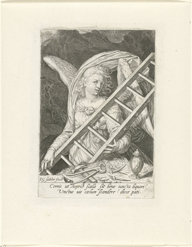 Detail of Angel with the ladder by Aegidius Sadeler