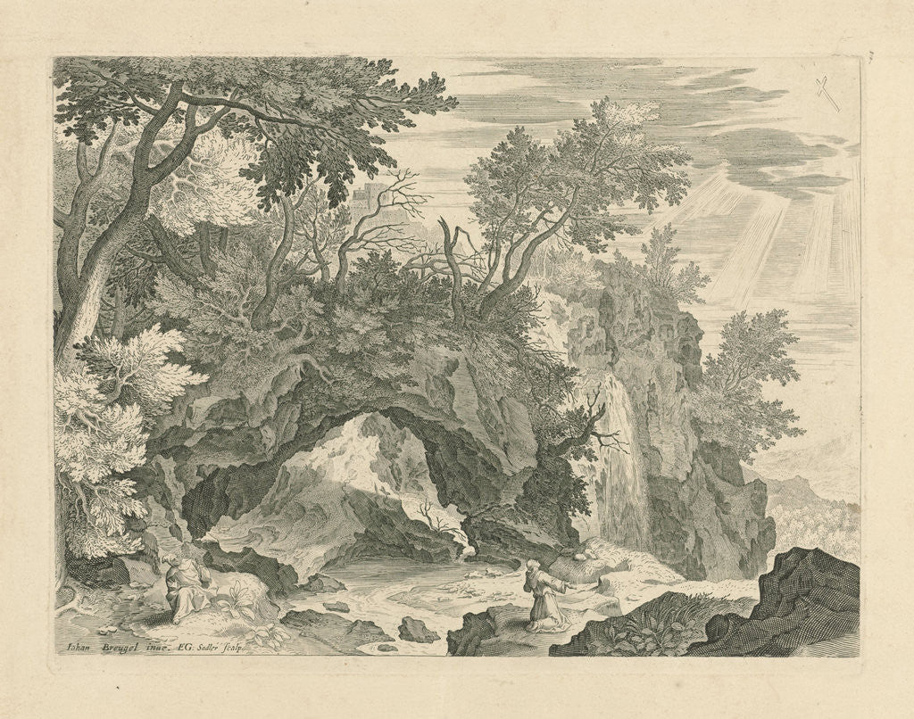 Detail of Rocky Landscape with the stigmatization of Saint Francis by Aegidius Sadeler