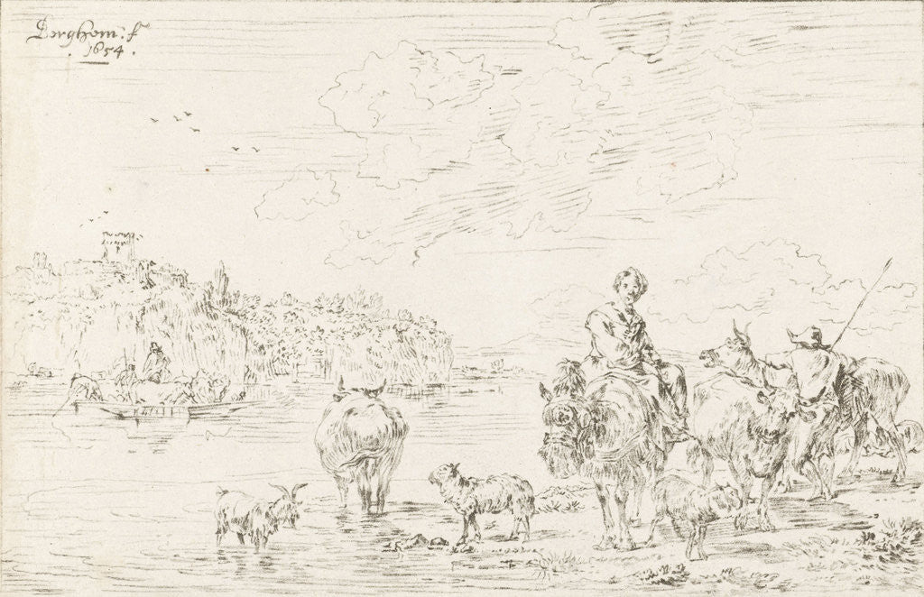 Detail of Woman on mule by Johannes Körnlein