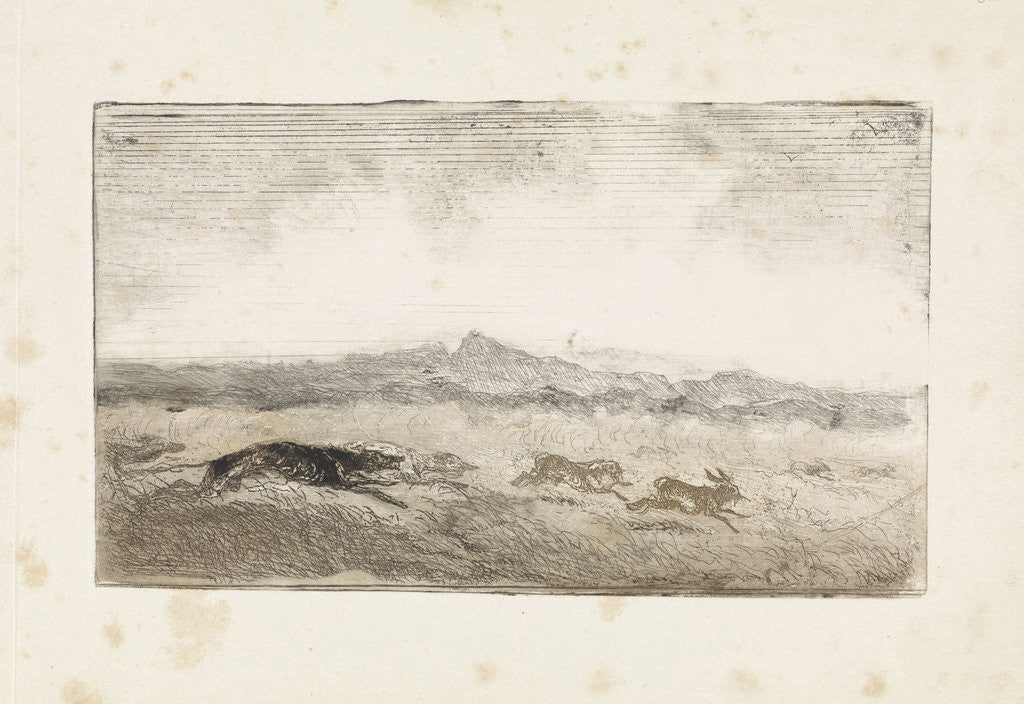 Detail of Hare Hunt by Johannes Tavenraat