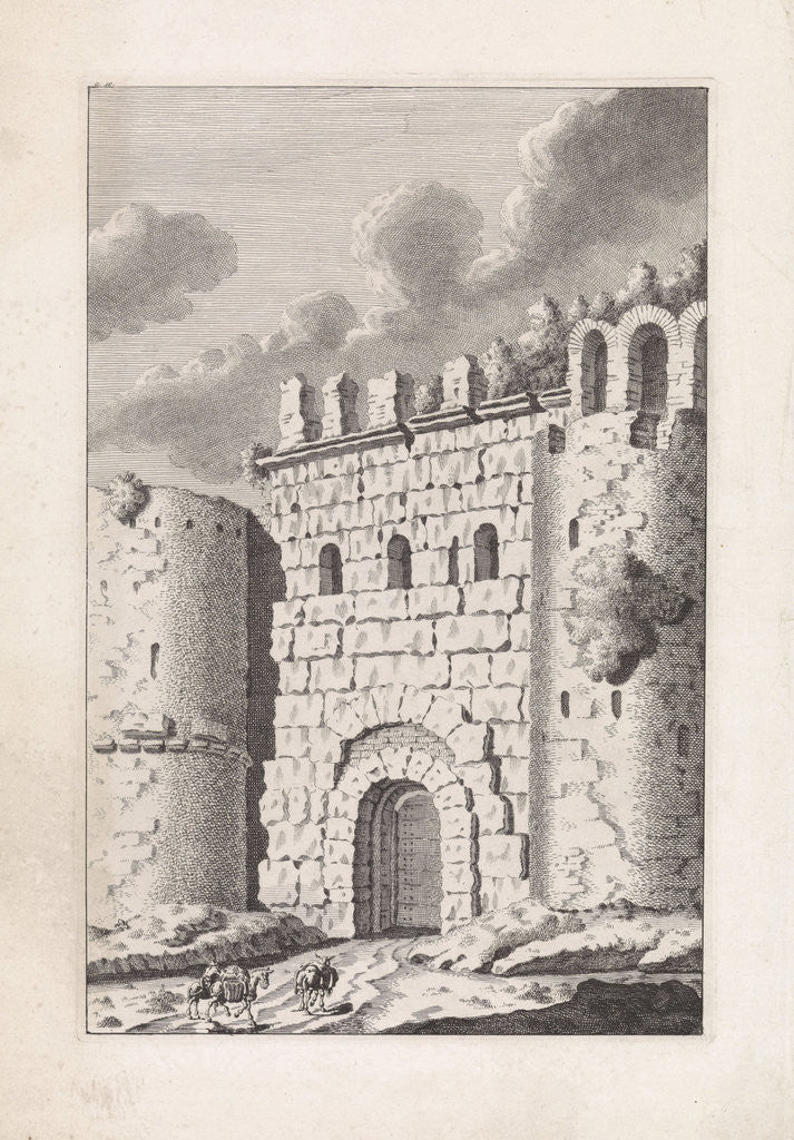 Detail of Ruins of a Roman city gate by Bonaventura van Overbeek