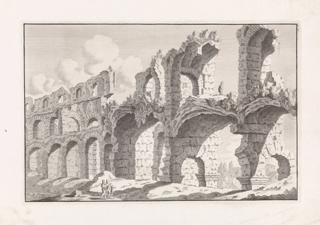 Detail of Ruins of the colosseum in Rome Italy by Bonaventura van Overbeek
