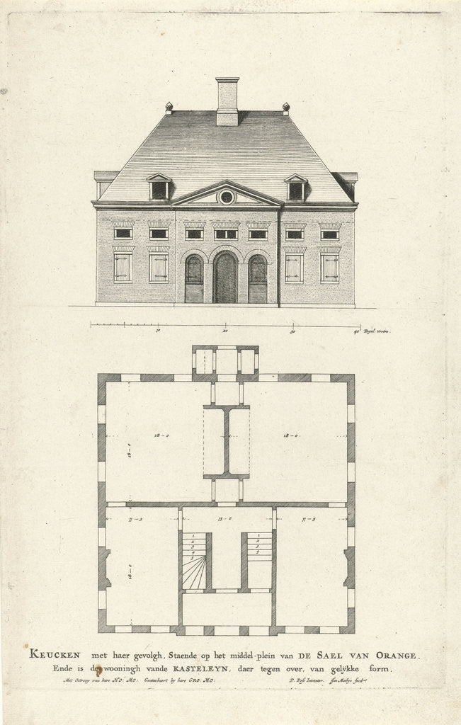 Detail of Plan of the kitchen at Palace Huis ten Bosch The Netherlands by Jan Matthysz.