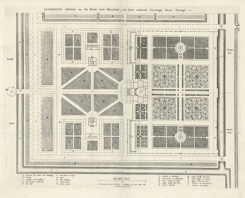 Detail of Map of Huis ten Bosch Palace and the surrounding estate The Netherlands by Jan Matthysz.