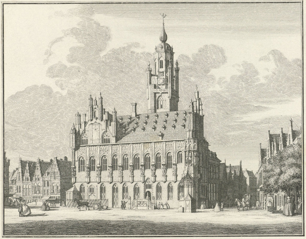 Detail of View of the city hall of Middelburg The Netherlands by Cornelis Pronk