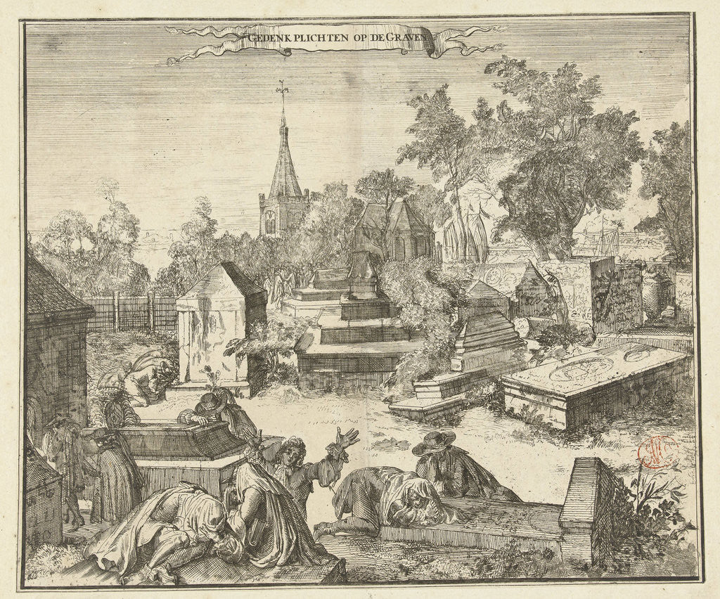 Detail of Grieving people on the Portuguese-Jewish cemetery Beth Haim at Ouderkerk The Netherlands by Romeyn de Hooghe