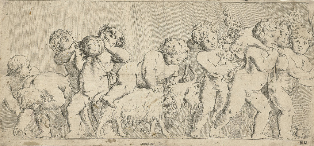 Detail of Fries with naked children by Pieter van Avont