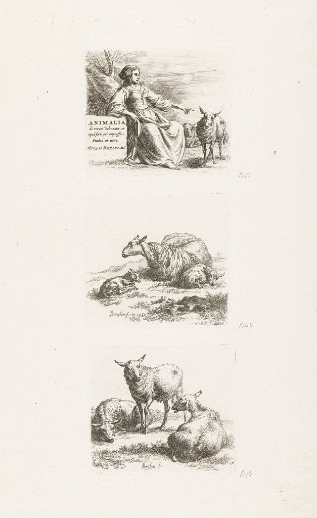 Detail of Seated shepherdess with sheep by Anonymous