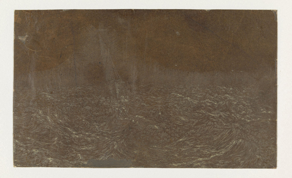 Detail of Ship in Rough Water by Hercules Segers