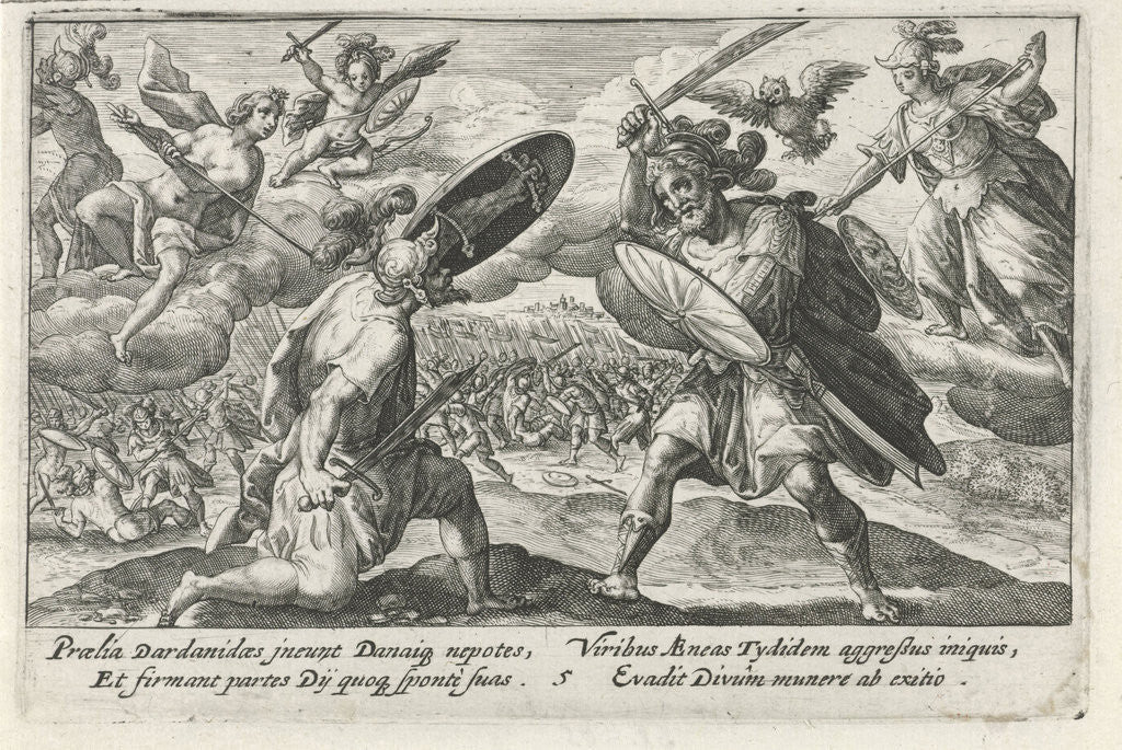 Detail of The battle between Aeneas and Diomedes by Crispijn van de Passe I