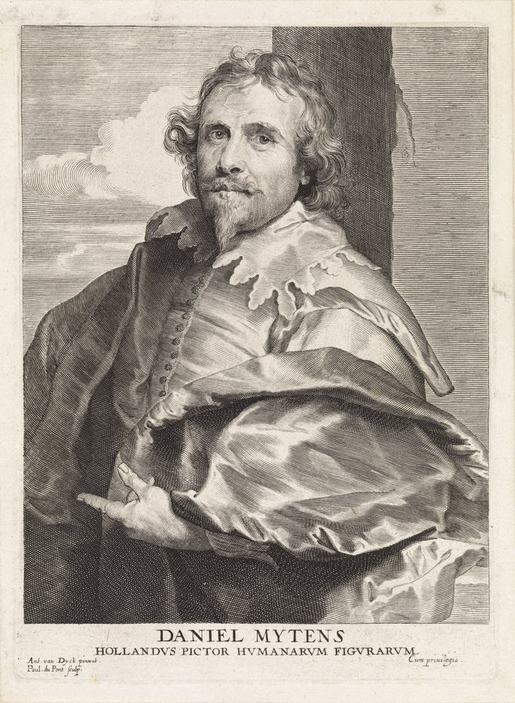 Detail of Portrait of the painter Daniel Mijtens (I) by Paulus Pontius