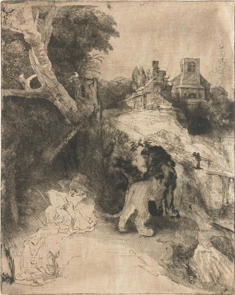 Detail of Reading in an Italian landscape by Rembrandt Harmensz. van Rijn