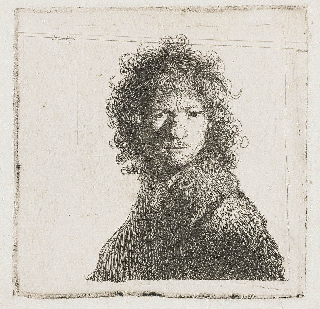 Detail of Self Portrait with a frown by Rembrandt Harmensz. van Rijn