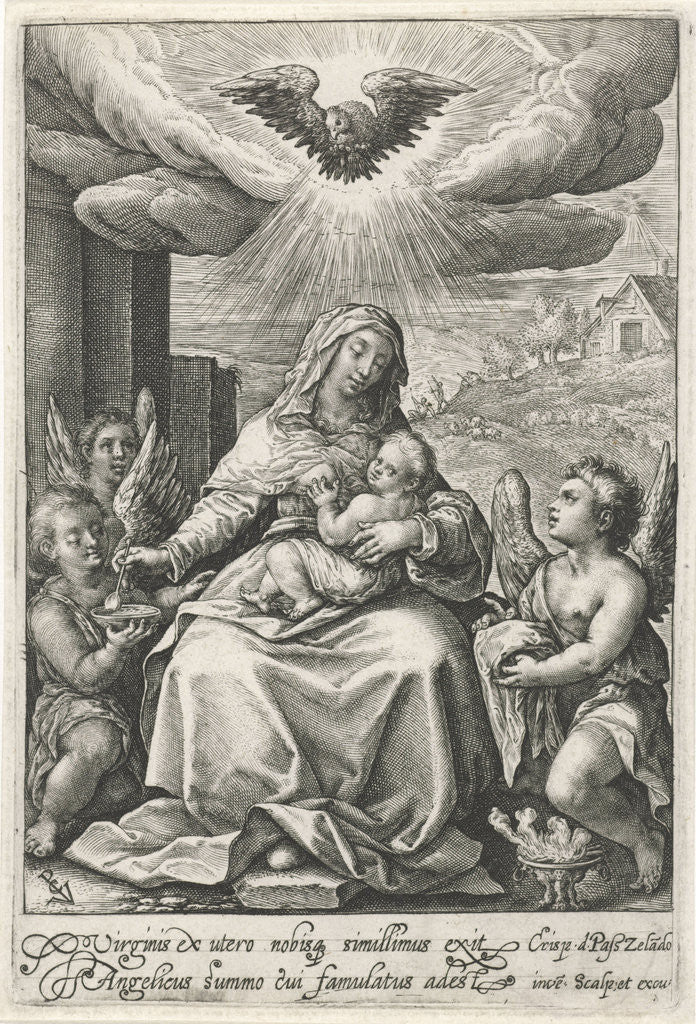 Detail of Mary with the Christ Child and Angels by Crispijn van de Passe I