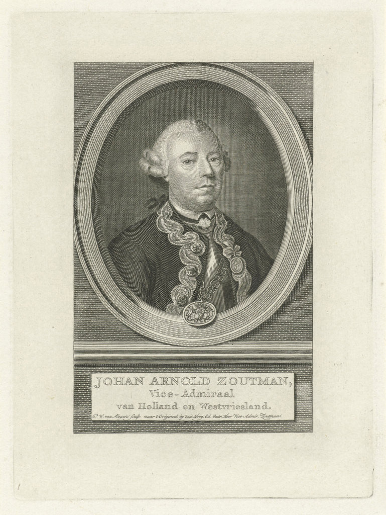 Detail of Portrait of Johan Arnold Zoutman by Pieter Willem van Megen