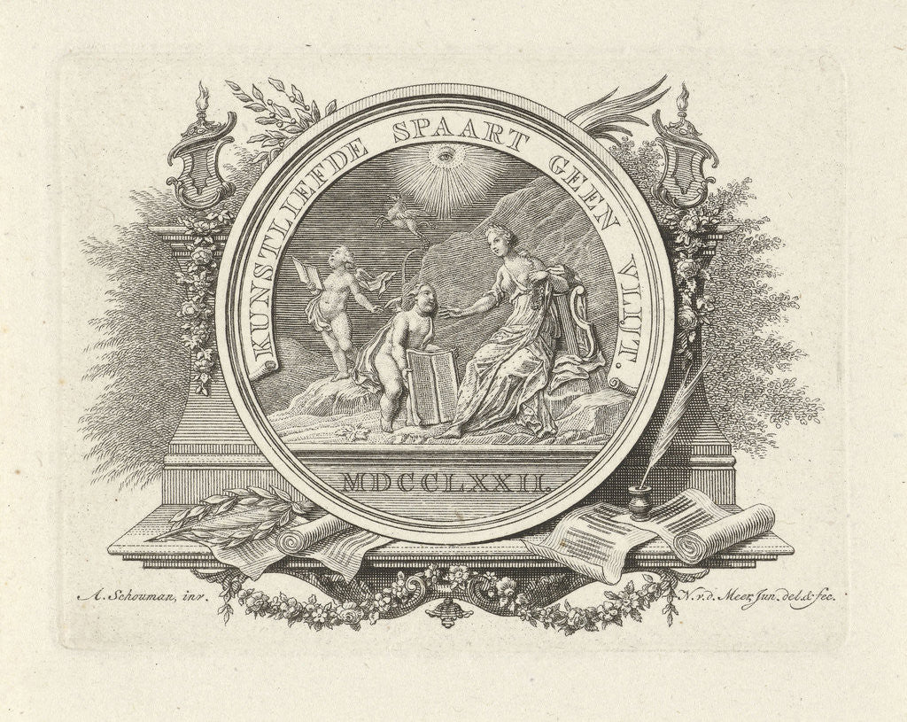 Detail of Logo Society Kunstliefde spares no zeal in The Hague The Netherlands by Noach van der Meer II