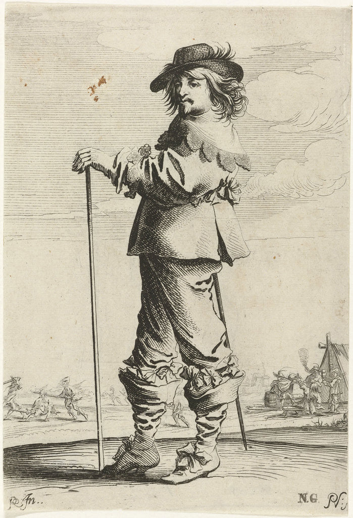 Detail of Standing man with stick by Pieter Nolpe