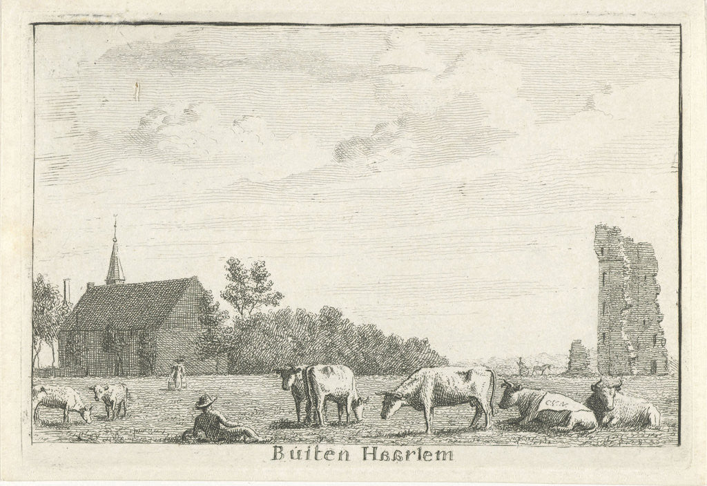 Detail of Meadow outside Haarlem The Netherlands by Cornelis van Noorde