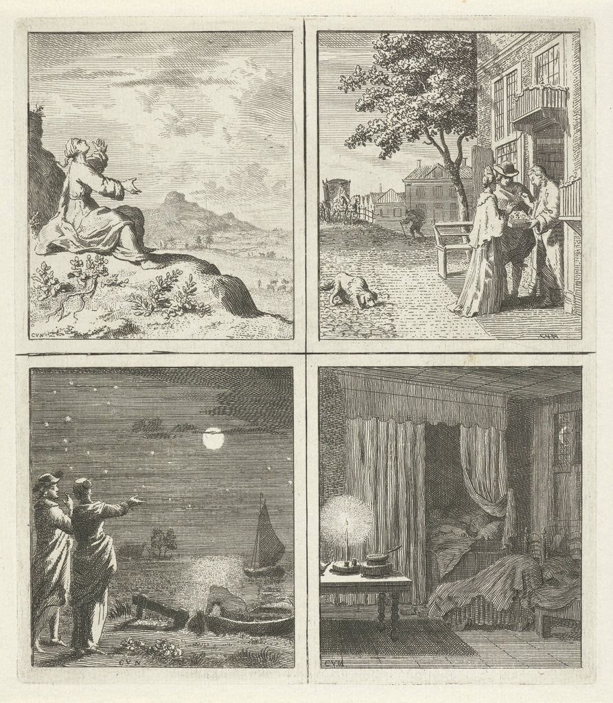 Detail of Heaven Jewelry Moon and stars Night's Sleep by Cornelis van Noorde