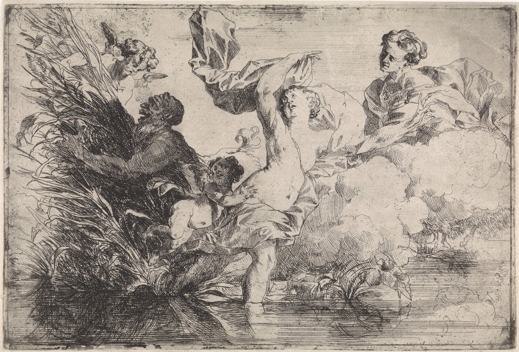 Detail of Pan haunts a nymph by Jürgen Ovens