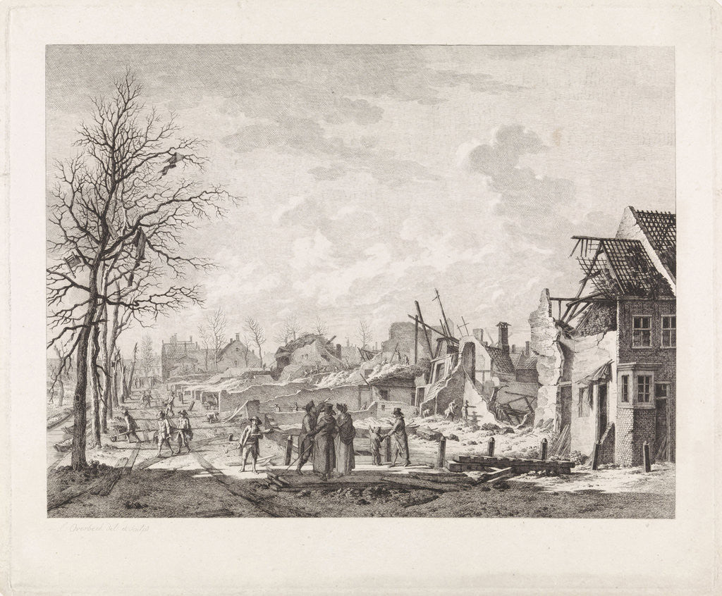Detail of View Rapenburg Leiden after the gunpowder disaster of January 12 by Leendert Overbeek