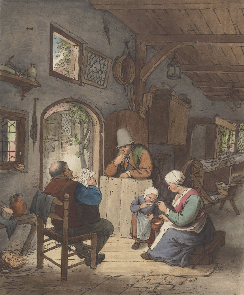 Detail of Newspaper Reader in interior by Adriaen van Ostade