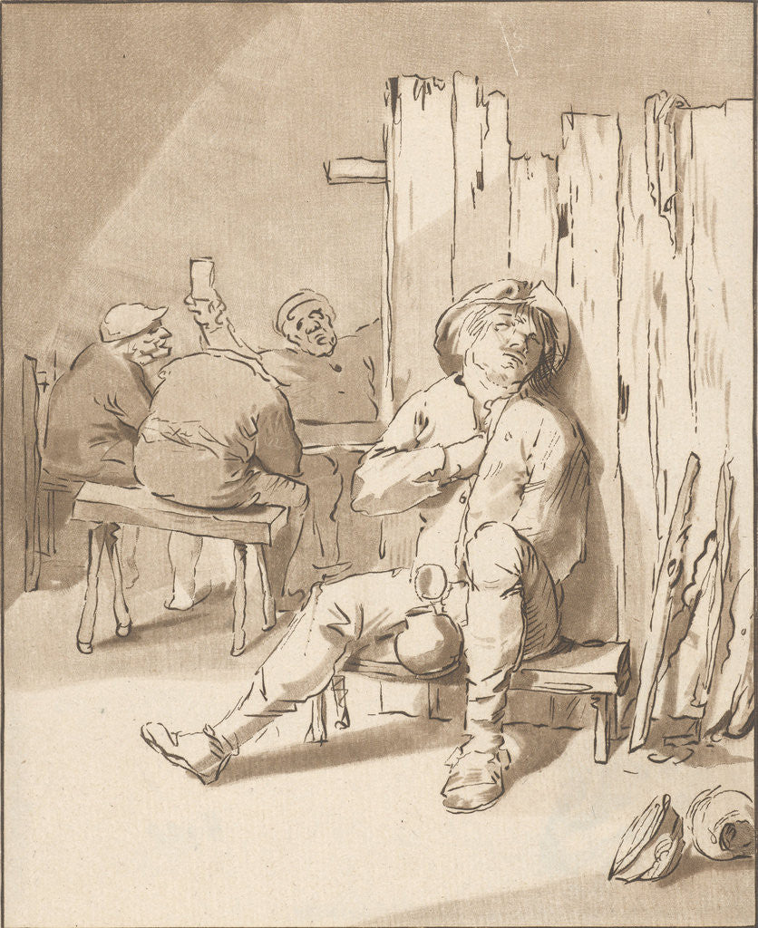 Detail of Drunk peasant inn by Bernhard Schreuder