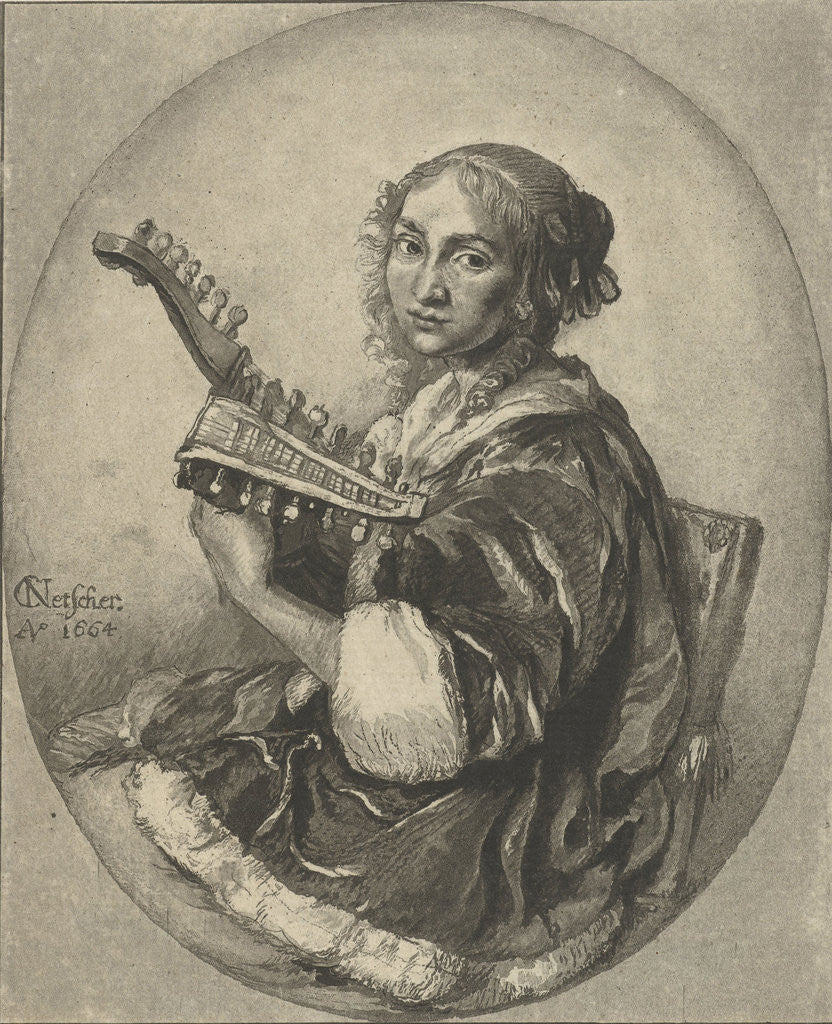 Detail of Lady with Guitar by Cornelis Brouwer