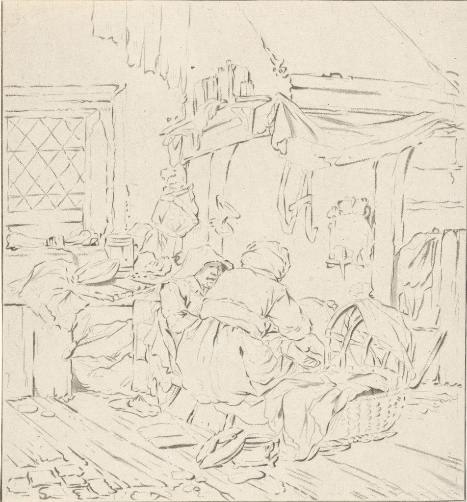 Detail of Peasant Interior with two women by Cornelis Ploos van Amstel