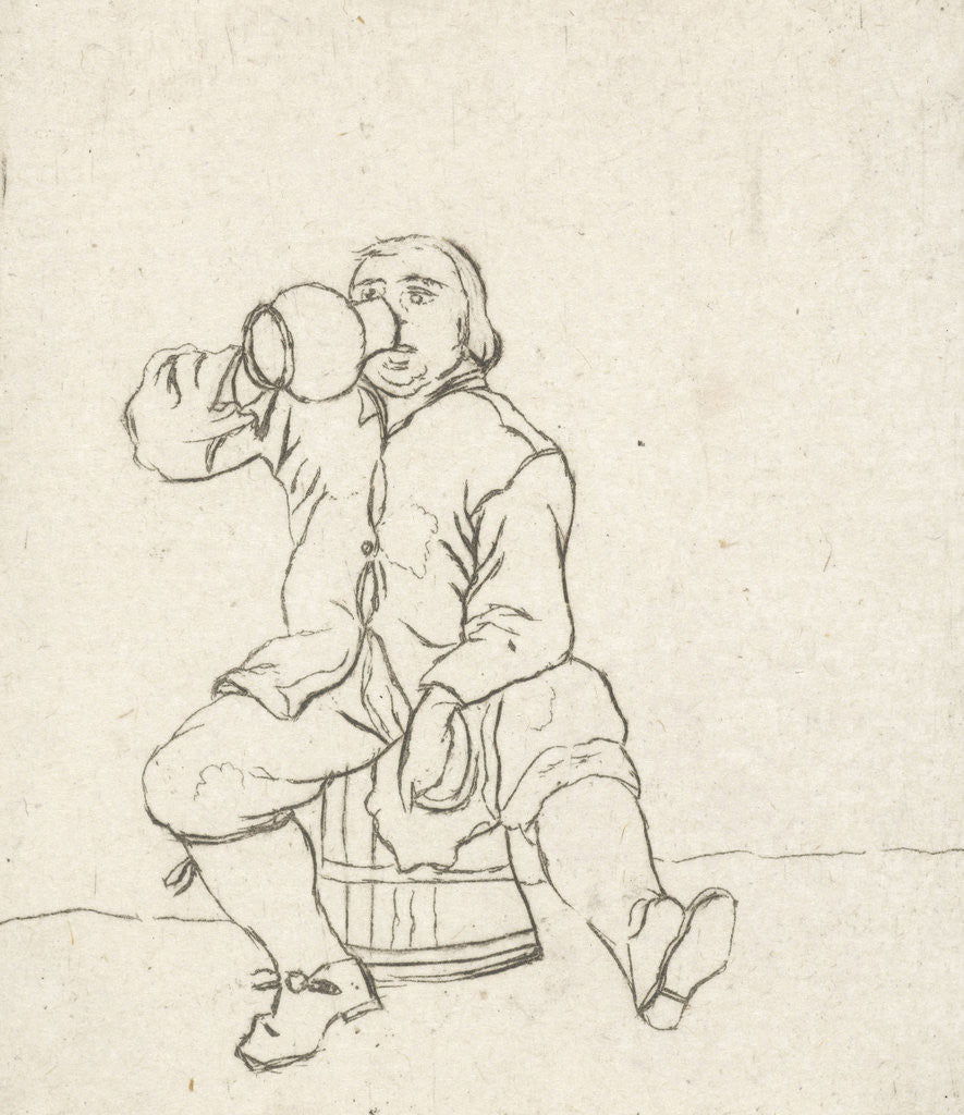 Detail of Drinking man by Cornelis Ploos van Amstel