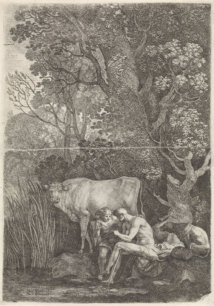 Detail of Mercury lulls Argus to sleep by Matheus Moysesz. van Wtenbrouck
