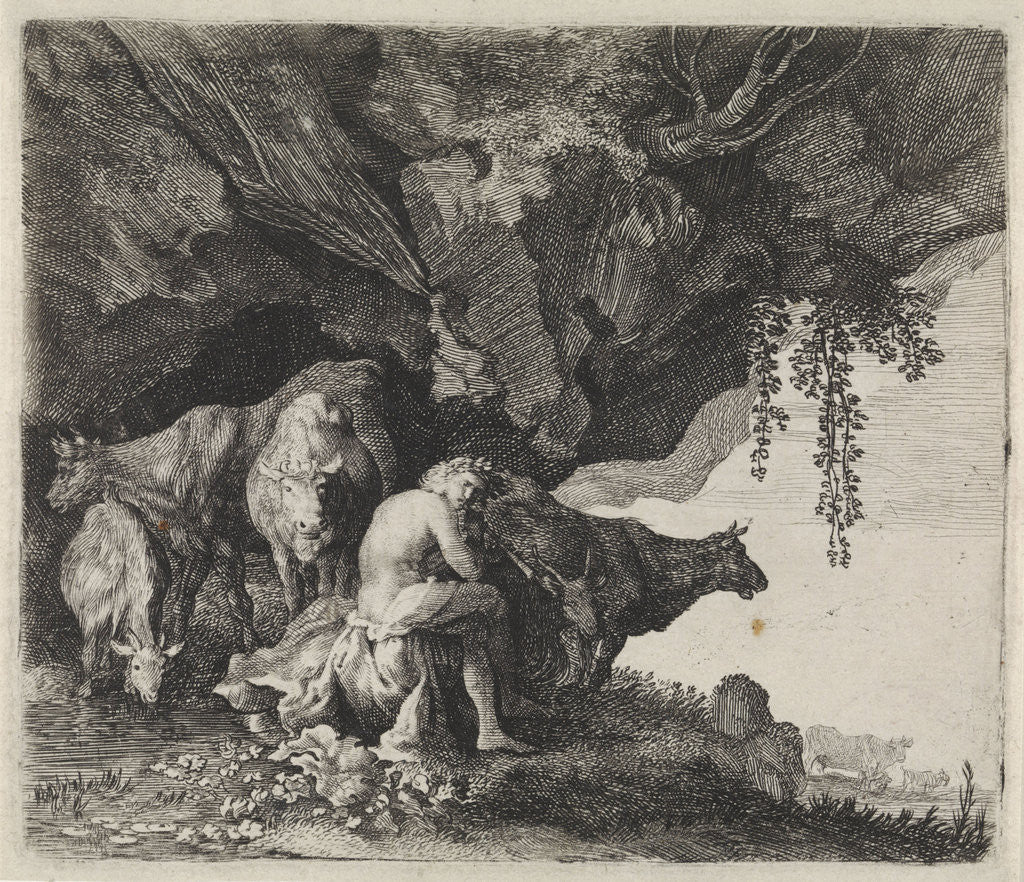 Detail of Apollo Feed the flock of Admetus by Moyses van Wtenbrouck