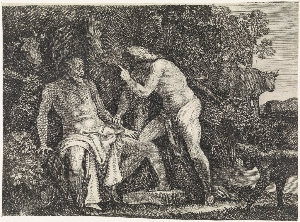 Detail of Mercury accuses Battus by Moyses van Wtenbrouck