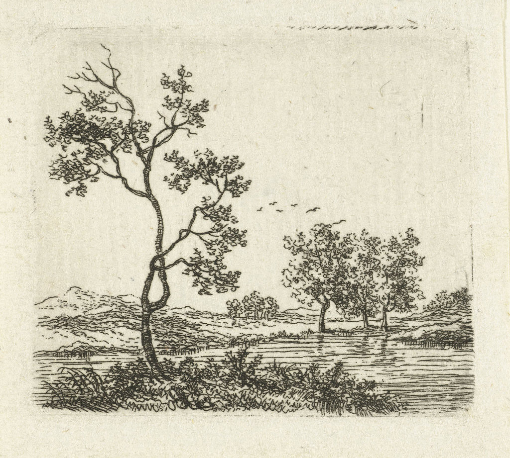 Detail of River landscape with trees by Ernst Willem Jan Bagelaar