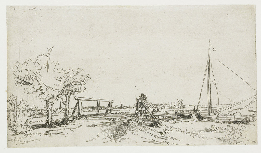 Detail of Six's Bridge by Rembrandt Harmensz. van Rijn