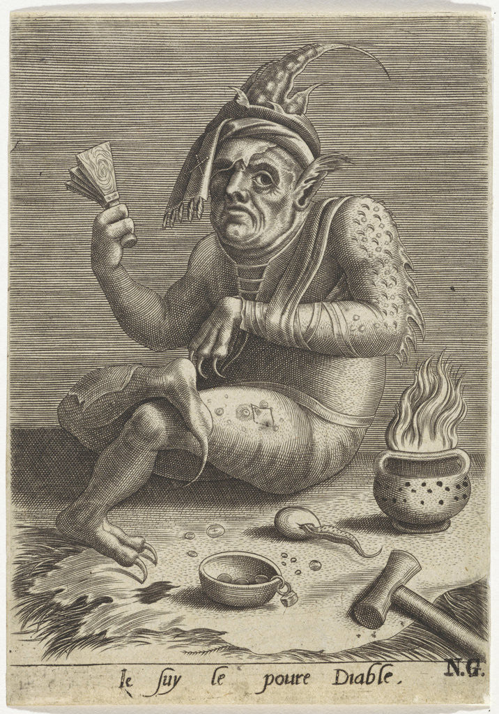 Detail of Lepers beggar in the guise of the Devil by Jheronimus Bosch