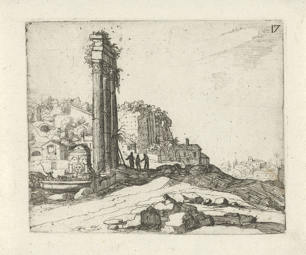 Detail of Temple of Castor and Pollux by Willem van Nieulandt II