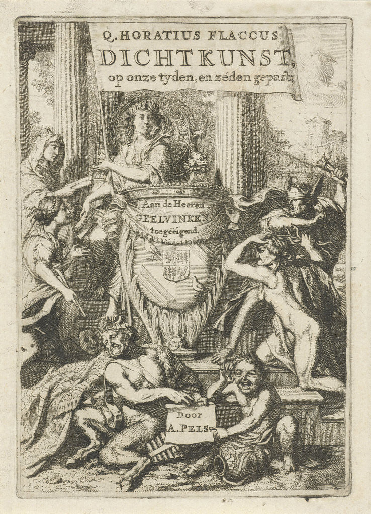Detail of Coat of arms Geelvinck family surrounded by allegorical figures by Gerard de Lairesse